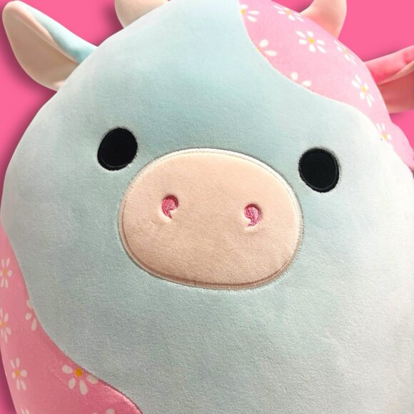 RARE Squishmallow Easter 2025 Yamaris the Cow with Daisy Print 16 inch Plush NWT - Picture 8 of 8